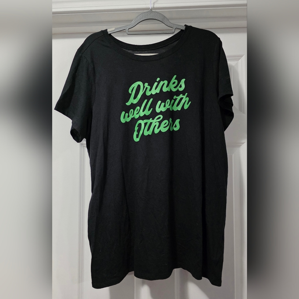 Torrid Black Tee with Vibrant Green Script